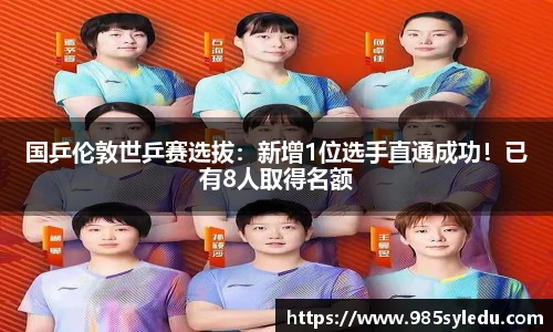 国乒伦敦世乒赛选拔：新增1位选手直通成功！已有8人取得名额